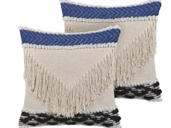 Conjunto De 2 Almofadas Decorativas Creme 45 X 45 Cm Sofca
