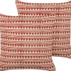 Conjunto De 2 Almofadas Decorativas Com Padrao Geometrico Em Algodao Vermelho E Creme 45 X 45 Cm Deglupta