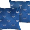Conjunto De 2 Almofadas Decorativas Em Veludo Azul Marinho 45 X 45 Cm Yuzuri