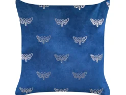 Conjunto De 2 Almofadas Decorativas Em Veludo Azul Marinho 45 X 45 Cm Yuzuri