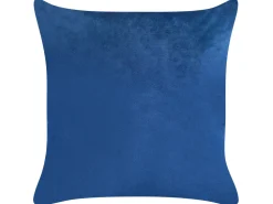 Conjunto De 2 Almofadas Decorativas Em Veludo Azul Marinho 45 X 45 Cm Yuzuri