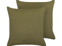 Conjunto De 2 Almofadas Decorativas Verdes 45 X 45 Cm Sagina