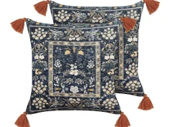 Conjunto De 2 Almofadas Decorativas Padrao Floral Em Veludo Multicolor 45 X 45 Cm Panax