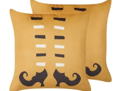 Conjunto De 2 Almofadas Decorativas Em Veludo Laranja 45 X 45 Cm Covasna