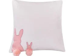 Conjunto De 2 Almofadas Decorativas Com Motivo De Coelho Branco E Rosa 45 X 45 Cm Phlox