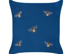 Conjunto De 2 Almofadas Decorativas Em Veludo Azul 45 X 45 Cm Talinum