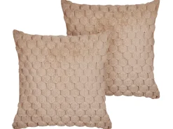 Conjunto De 2 Almofadas Decorativas Cor De Areia 43 X 43 Cm Purslane