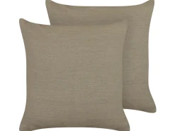 Conjunto De 2 Almofadas Decorativas Taupe 45 X 45 Cm Sagina