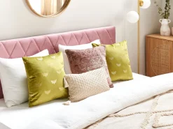 Conjunto De 2 Almofadas Decorativas Em Veludo Verde Claro 45 X 45 Cm Yuzuri