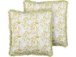 Conjunto De 2 Almofadas Decorativas Verde Claro E Branco 45 X 45 Cm Filix