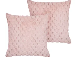 Conjunto De 2 Almofadas Decorativas Rosa 43 X 43 Cm Purslane