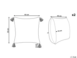 Conjunto De 2 Almofadas Decorativas Com Padrao Floral E Borlas Em Algodao Branco A Azul 45 X 45 Cm Cornus