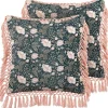 Conjunto De 2 Almofadas Decorativas Com Padrao De Flores Em Veludo Verde E Rosa 45 X 45 Cm Parrotia