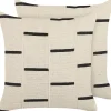 Conjunto De 2 Almofadas Decorativas As Riscas Em Algodao Creme E Preto 45 X 45 Cm Abies