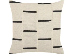 Conjunto De 2 Almofadas Decorativas As Riscas Em Algodao Creme E Preto 45 X 45 Cm Abies