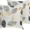 Conjunto De 2 Almofadas Decorativas Com Estampado Preto E Dourado 45 X 45 Cm Lotus