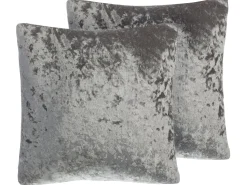 Conjunto De 2 Almofadas Decorativas De Veludo 45 X 45 Cm Cinzento Hosta