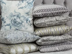 Conjunto De 2 Almofadas Decorativas De Veludo 45 X 45 Cm Cinzento Hosta