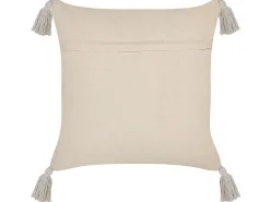 Conjunto De 2 Almofadas Decorativas Em Algodao Creme E Vermelho 45 X 45 Cm Euphorbia