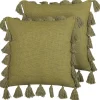 Conjunto De 2 Almofadas Decorativas Verde Azeitona 45 X 45 Cm Lynchis