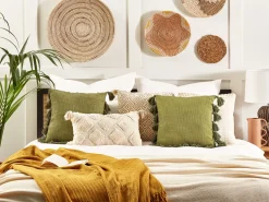 Conjunto De 2 Almofadas Decorativas Verde Azeitona 45 X 45 Cm Lynchis