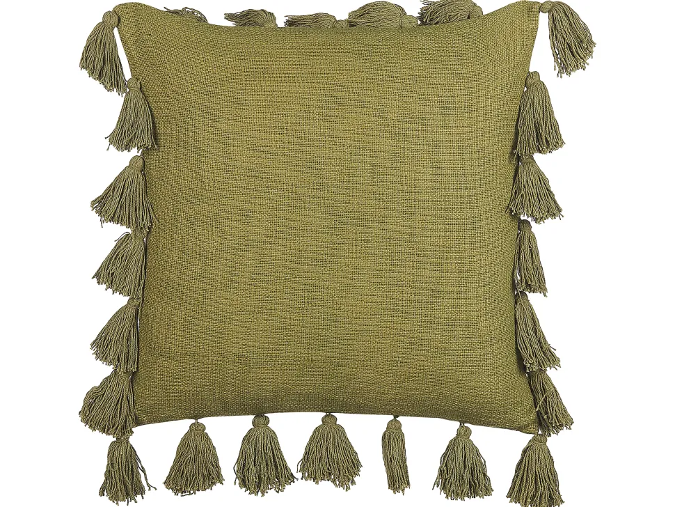 Conjunto De 2 Almofadas Decorativas Verde Azeitona 45 X 45 Cm Lynchis