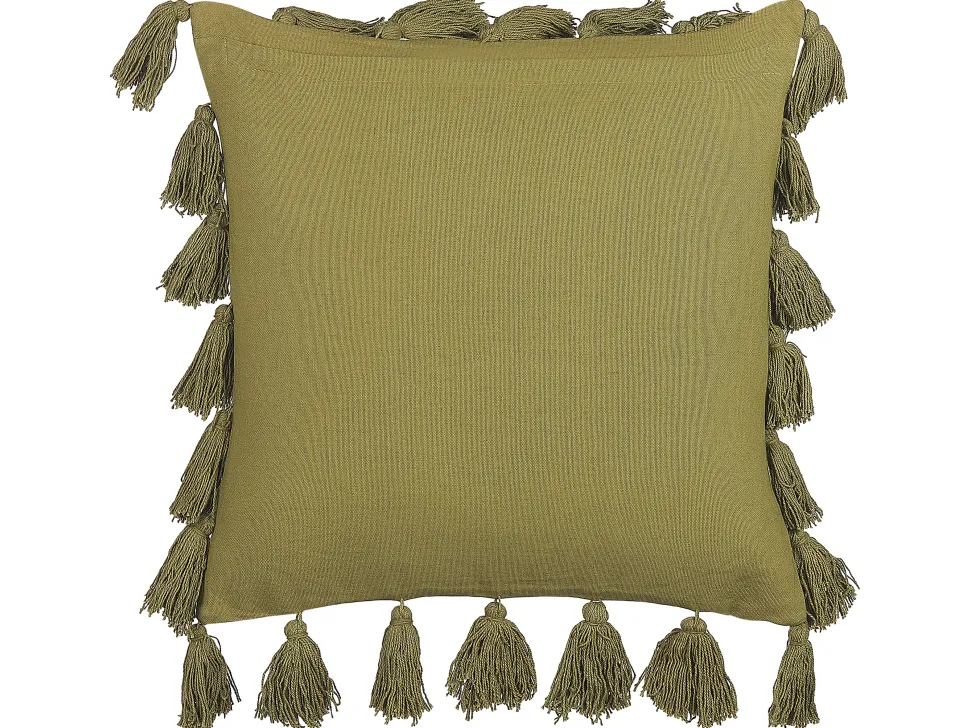 Conjunto De 2 Almofadas Decorativas Verde Azeitona 45 X 45 Cm Lynchis