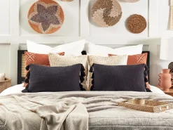 Conjunto De 2 Almofadas Decorativas Com Borlas Em Algodao Cinzento 35 X 55 Cm Lythrum