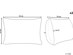Conjunto De 2 Almofadas Decorativas Com Borlas Em Algodao Cinzento 35 X 55 Cm Lythrum
