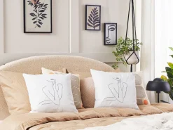 Conjunto De 2 Almofadas Decorativas Brancas 45 X 45 Cm Meadowfoam