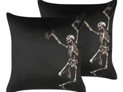 Conjunto De 2 Almofadas Decorativas Em Veludo Preto 45 X 45 Cm Medves