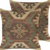 Conjunto De 2 Almofadas Decorativas Em Juta Multicolor 45 X 45 Cm Cumbum