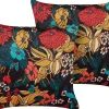 Conjunto De 2 Almofadas Decorativas Em Veludo Multicolor Com Padrao De Flores 45 X 45 Cm Protea