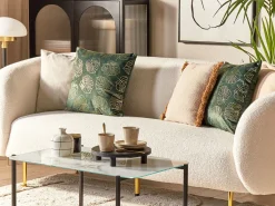 Conjunto De 2 Almofadas Decorativas Veludo Verde E Dourado 45 X 45 Cm Monstera