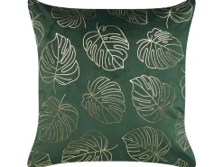 Conjunto De 2 Almofadas Decorativas Veludo Verde E Dourado 45 X 45 Cm Monstera
