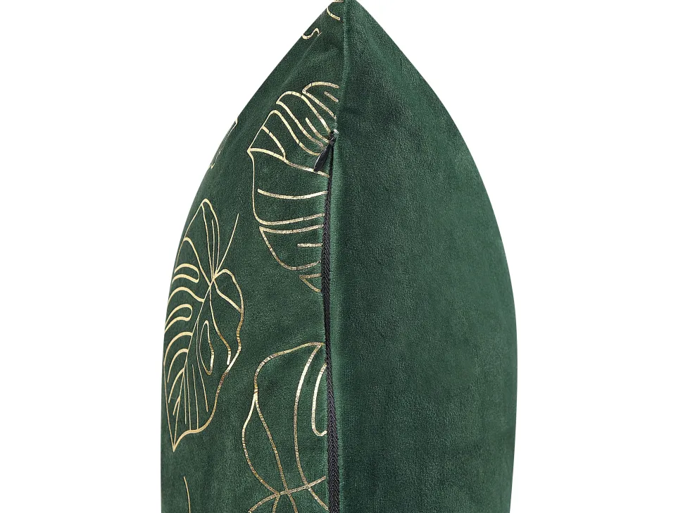 Conjunto De 2 Almofadas Decorativas Veludo Verde E Dourado 45 X 45 Cm Monstera