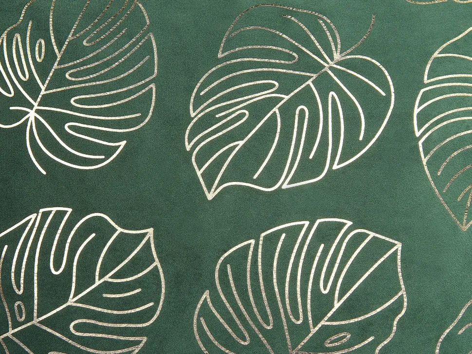 Conjunto De 2 Almofadas Decorativas Veludo Verde E Dourado 45 X 45 Cm Monstera