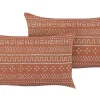 Conjunto De 2 Almofadas Decorativas Padrao Geometrico Em Algodao Laranja 35 X 55 Cm Orlaya