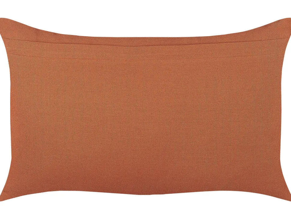 Conjunto De 2 Almofadas Decorativas Padrao Geometrico Em Algodao Laranja 35 X 55 Cm Orlaya