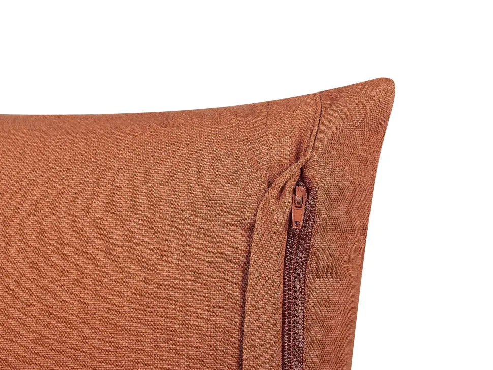 Conjunto De 2 Almofadas Decorativas Padrao Geometrico Em Algodao Laranja 35 X 55 Cm Orlaya