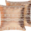 Conjunto De 2 Almofadas De Algodao Com Padrao Geometrico 50 X 50 Cm Cobre Oujda