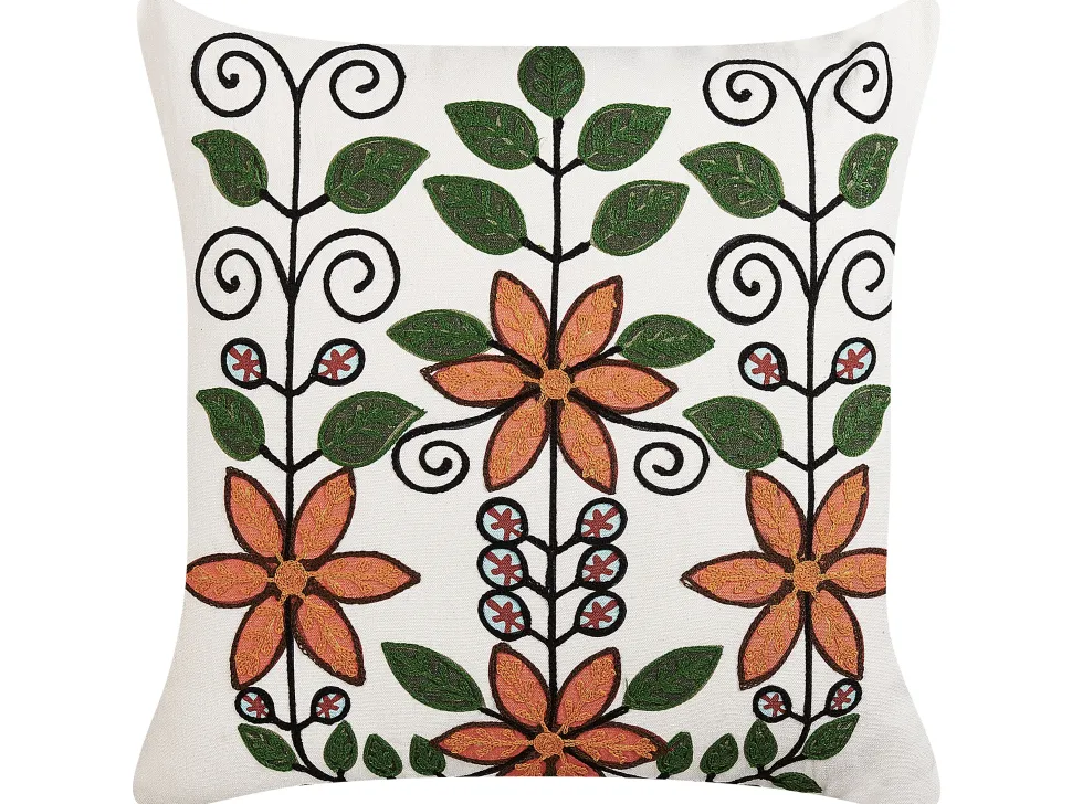 Conjunto De 2 Almofadas Decorativas Bordadas Em Algodao Multicolor 50 X 50 Cm Vellore