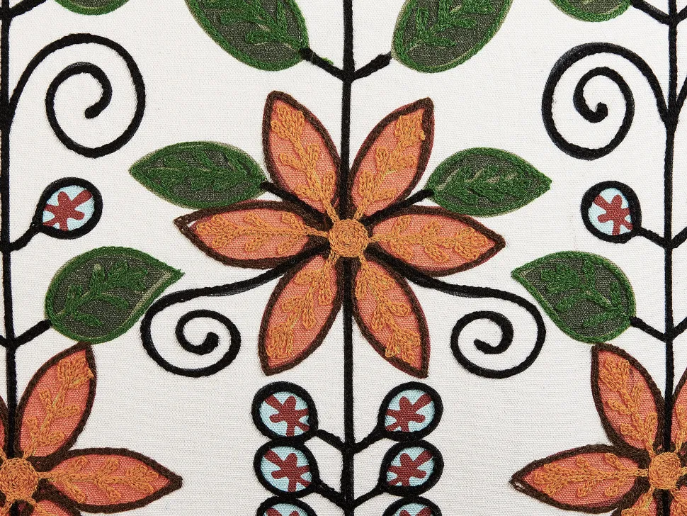 Conjunto De 2 Almofadas Decorativas Bordadas Em Algodao Multicolor 50 X 50 Cm Vellore