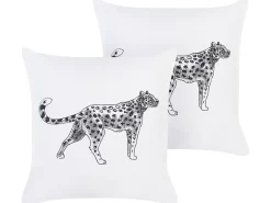 Conjunto De 2 Almofadas Decorativas Em Veludo Branco 45 X 45 Cm Marula