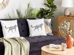 Conjunto De 2 Almofadas Decorativas Em Veludo Branco 45 X 45 Cm Marula