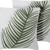 Conjunto De 2 Almofadas Decorativas Branca Com Folha De Palmeira Verde 45 X 45 Cm Azami