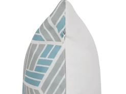 Conjunto De 2 Almofadas De Jardim Com Padrao Geometrico Cinzento E Azul 45 X 45 Cm Veggio