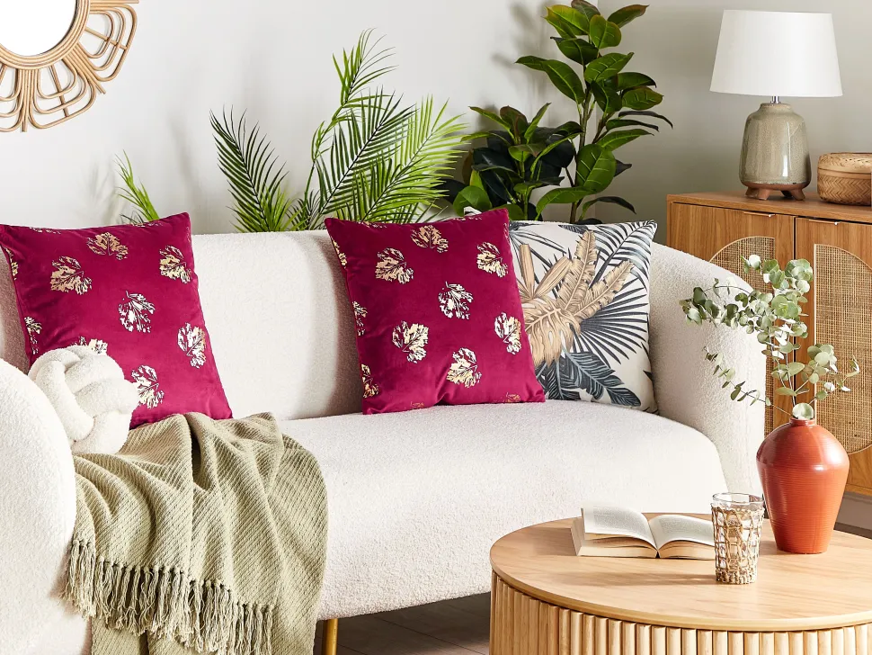 Conjunto De 2 Almofadas Decorativas Borgonha 45 X 45 Cm Goldenrod