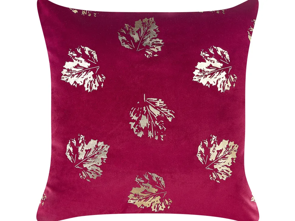 Conjunto De 2 Almofadas Decorativas Borgonha 45 X 45 Cm Goldenrod