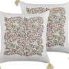 Conjunto De 2 Almofadas Decorativas Com Padrao Floral Com Borlas Em Algodao Multicolor 45 X 45 Cm Carissa